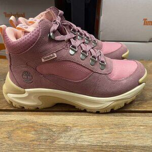 TIMBERLAND WOMEN'S MT MADDSEN PEAK MD LACE WATERPROOF BOOT PINK SUEDE  A41Q8-A1D